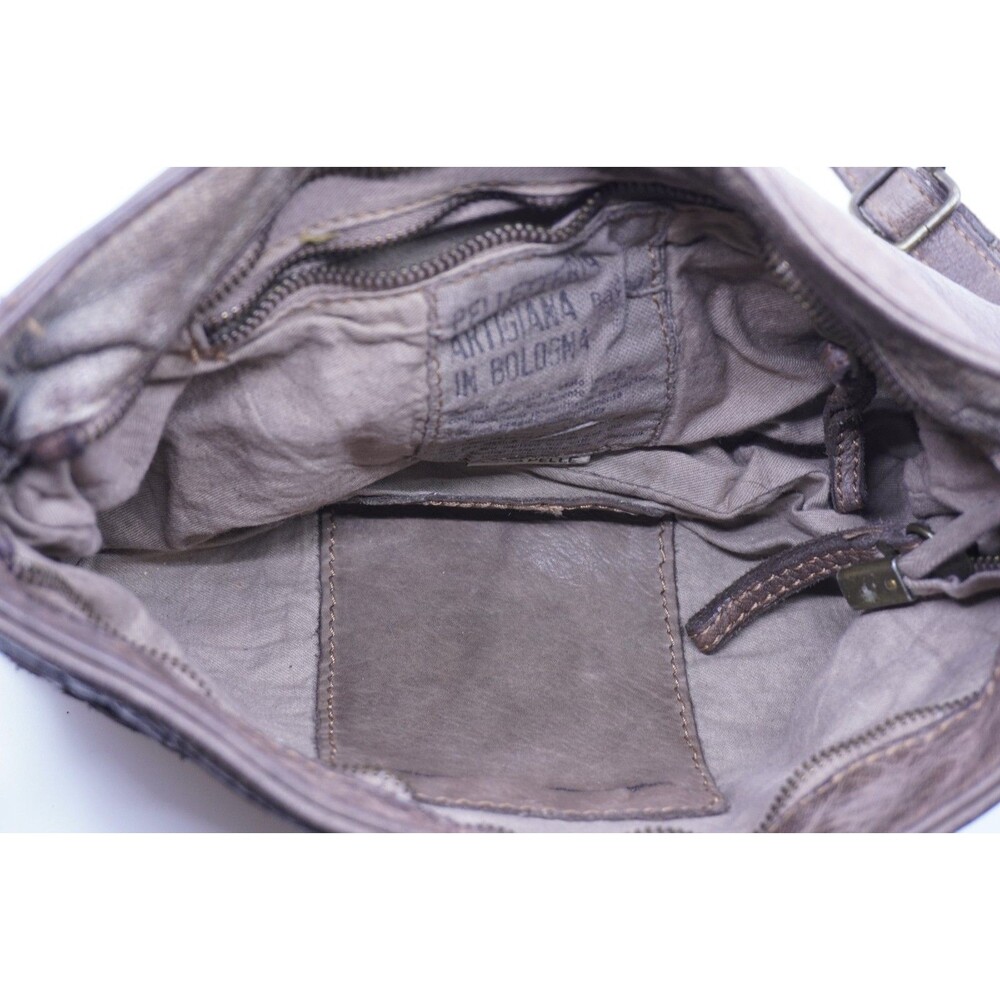 Bayside Brown Woven Leather Crossbody Purse Clutch Wristlet Bag Made In Bologna - Picture 7 of 9